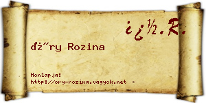 Őry Rozina névjegykártya